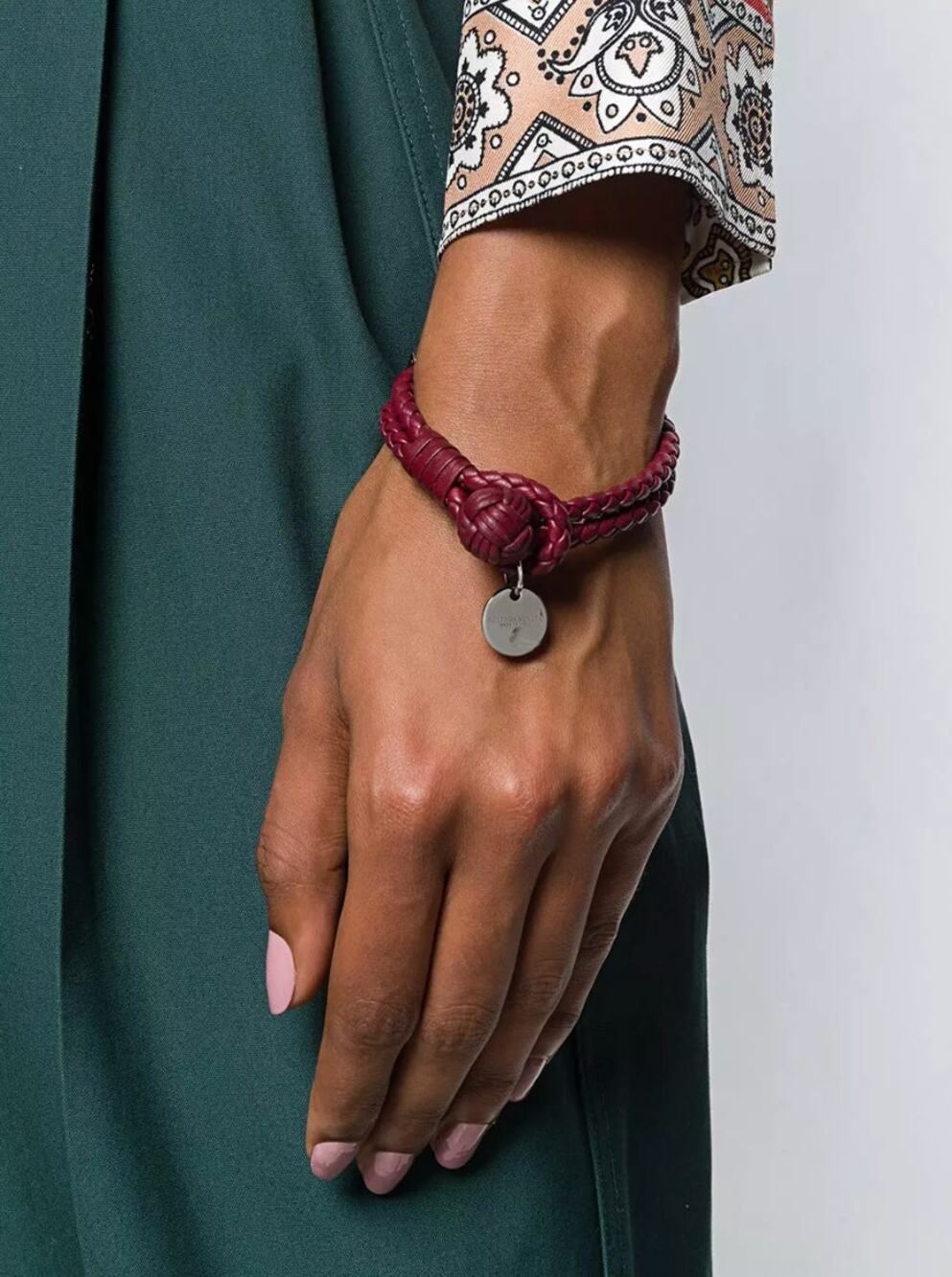 Bottega Veneta Intrecciato Leather Double Wrap Bracelet Burgundy New in Box